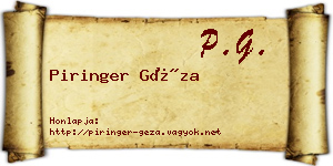 Piringer Géza névjegykártya