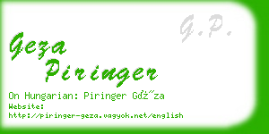 geza piringer business card